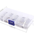 RC Screw Kit 272 Pieces M1.4 Screws Hardware Fasteners Repair Tools for Axial SCX24, clear box with compartments and dimensions.