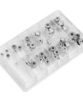 Watch Crown Replacement Kit With Round Head And Flat Head Crown Parts For All Types Of Watches in plastic storage box