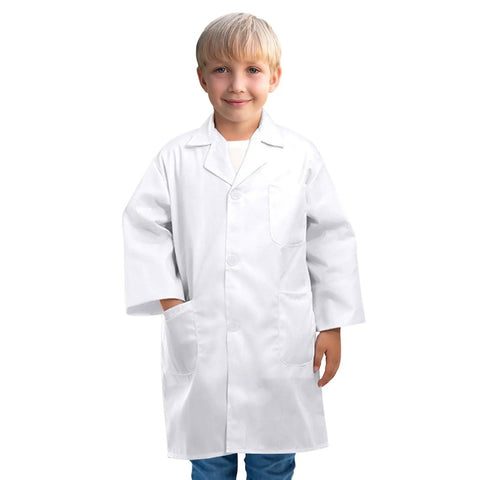Child wearing Kids Lab Coat Doctor Costume For Halloween And Career Day Realistic White Coat For Boys And Girls Ages 7 To 9