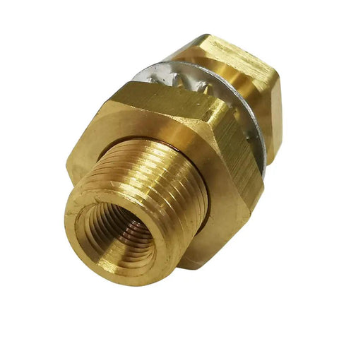 Quarter Inch NPT Female Brass Bulkhead Tank Fitting One And Half Inch Length Pack Of Two Beefy Heavy Duty Bulkhead Couplings With Washer And Nut For Airtight Seal 1200 PSI Max From Minus Sixty Five To Two Hundred Fifty Fahrenheit Corrosion Resistant. brass bulkhead fitting with washer and nut