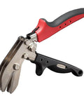 Offset Five Blade Duct Crimper For Tight Quarters And Overhead Runs One And Five Eighths Inch Double Crimp HVAC Duct Tool with ergonomic design.