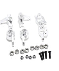 Premium Metal Steering Blocks C Hub Carriers Slick Silver Wheel Hubs set of RC parts with screws and bearings for crawlers
