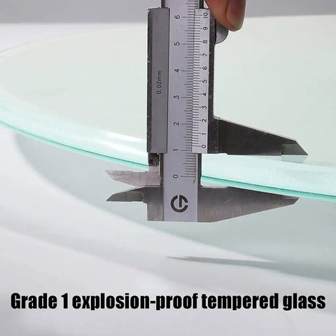 Measuring thickness of Tempered Glass Lazy Susan Turntable for beefy round tabletop with 10mm thick glass and stainless steel center