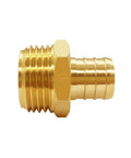 Solid Brass Garden Hose Connector Set Two Pack Three Quarters Inch GHT Male To PEX Barb Fittings side view