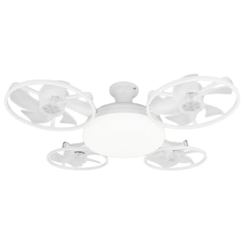MENGLANSI Flush Mount Fan Light features a white enclosed design with four blades integrated into a round ceiling fixture.
