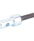 Four Pits Drill Bit Adapter For Electric Hammer To Power An Earth Auger Heavy Duty Beefy Metal Connector Tool showing metal construction