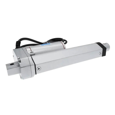 Heavy Duty Electric Linear Actuator 100mm Throw Motor 12V 24V 48V Compatible Hella smooth push pull device, silver metal design.