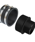 Hella Tough 4 To 3 Inch Dust Collection Reducer Flex Coupler with Steel Hose Clamps, heavy duty rubber adapter.