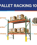 Heavy Duty 2 Tier Pallet Rack Starter Frame 48X96X96 Steel Warehouse Storage Rig showing upright frame and step beam.