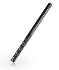 Side view of 1/4 in AlTiN-coated carbide square-end mill, 4-flute, extra-long, 4 in overall length.