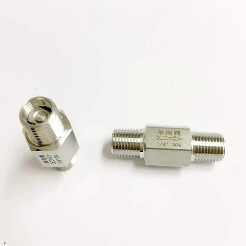 Heavy Duty BSPT Equal Male Check Valve Set For Water Gas Oil, 1/4 Inch 3/8 Inch 1/2 Inch Threads, 304 Stainless Steel Inline Valve, Non-Return, High Flow, Durable Fit, one angle and one side view