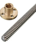 Kickass T20 Lead Screw For 3D Printers, stainless steel trapezoidal rod with copper nut, 20mm diameter precision part.
