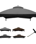 Replacement Canopy Top 10x12 For Gazebo With Installation Hook Double Tier Patio Roof Cover UV Resistant Grey shown with tool