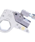 Badass Low Profile Hydraulic Torque Wrench Built From Aircraft Grade Aluminum And Heavy Duty Industrial Hand Tool For 255 To 1710 Ft Lbs Torque Range side view showing hydraulic actuator and hex opening