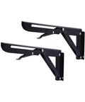 Heavy Duty Folding Shelf Brackets Set For DIY Shelves, 8 Inch Triangle Table And Bench Supports, Space Saving Wall Mount Brackets, Built Tough Steel