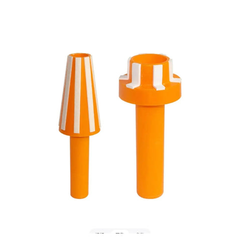 Heavy Duty CNC Spindle Motor Clamp And Machining Center Cleaning Rod, two orange fixtures with white stripes, sturdy design for precision work.