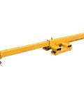 Heavy Duty Bidirectional Telescoping Forklift Jib Boom 5 Ton Crane Attachment with hooks and steel construction.