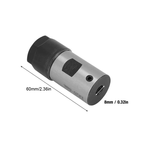 ER20 Collet Block And Spindle Extension Rod Adapter For CNC Milling Lathe Engraving Tools with dimensions of 60mm and 8mm.