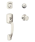 Greenwich Single Cylinder Door Handleset With Bowery Knob In Polished Nickel, Adjustable Throughbolt, Self Aligning Screw Holes