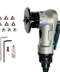 Heavy Duty Pneumatic Chamfering Tool With Six Blades And Four Bearings For Wood Metal Acrylic Deburring Compact beveler with accessories.