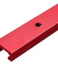 Close-up of Beefy Aluminum T Track Miter Jig for Woodworking 300 to 600mm Range, showing red aluminum design.