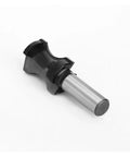 Top Notch 1/2 Inch Pointed Arc Slotting Router Bit For Baseboard Molding With Black Handle on white background.