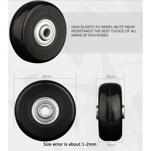 Heavy Duty Silent Rubber Replacement Casters Universal Swivel Luggage Wheels For Suitcase Travel Trolley 50mm diameter black rubber wheel