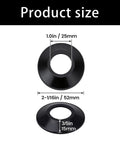 of 10 Elastic Rubber Bathtubs Drain Stoppers Gaskets, sizes marked 1.0in and 2-1/16in, black rubber material for drain sealing.