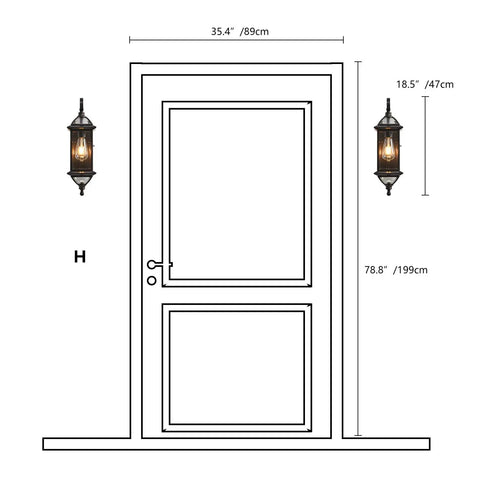 Copper Outdoor Wall Light 18.5 Inch High With E26 Socket Oil Rubbed Bronze Lantern Clear Glass Exterior Sconce alongside door.