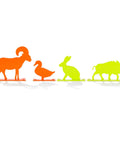 Range Ready Neon Color Steel Animal Silhouette Targets 4 Pack High Visibility Knockovers with duck, hare, boar, and sheep