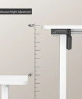 Electric Standing Desk With Adjustable Height Sit Stand Computer Table For Home Office 40x24 Inch White Desk height scale view