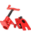 Heavy Duty 1/2 Inch Pipe Clamp Set With Rubber Padded Sleeves For Rock Solid Wood Glue Joints And Sturdy Frame Builds totally built tough, red steel pipe clamp.
