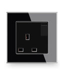 Heavy Duty UK Standard Power Socket 13A Black Wall Outlet With Switch Control AC 110V-250V Electric Plug No Tempered Glass Panel Tight Connections Solid Core Contacts