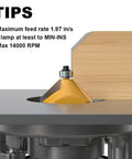 45 Degree Chamfer Router Bit With Three Quarter Inch Cutting Length And One Half Inch Shank Carbide Edge Bevel Bit With Bearing