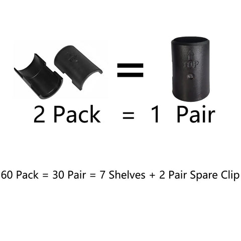 30 Pairs Black Wire Shelving Shelf Lock Clips 60 Pcs Solid No Fuss Replacement For 1 Inch Diameter Posts Heavy Duty Rack Hardware Quick Snap Setup Straight Up Easy Install Tight Grip