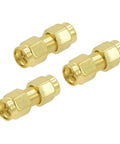 SMA Male To SMA Male Coaxial Connectors 50 Ohm RF Adapters Kit gold plated brass 3 pack for antenna radio WiFi and HT