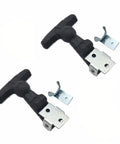 Beefy Flexible Rubber Draw Latch Set, 2 Pack Elastic T Bar Lock with Carbon Steel Bracket shown on white background.