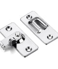 Door Hasp Latch 90 Degree Stainless Steel Safety Angle Locking Latch for Push Sliding Barn Doors with satin nickel finish