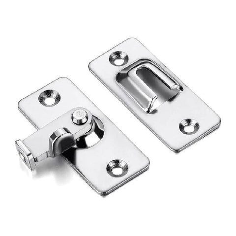 Door Hasp Latch 90 Degree Stainless Steel Safety Angle Locking Latch for Push Sliding Barn Doors with satin nickel finish