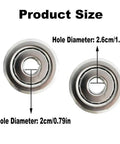 Close-up view of Six Pack Heavy Duty Fire Sprinkler Head Covers With Slick Electroplated Coating showing hole diameters of 2.6cm and 2cm.