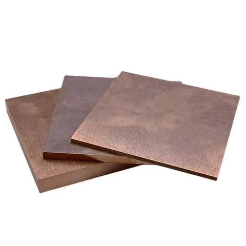 Pro Grade Tungsten Copper Alloy Plate 80 Percent Tungsten 20 Percent Copper For Superior Hardness, stacked view, size 5x100x100mm, thickness 2-30mm.