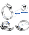 30 Pack Heavy Duty Stainless Steel Hose Clamps Adjustable From One Quarter To One Half Inch Six To Twelve Millimeter Fit For Fuel Lines Plumbing Automotive And Mechanical Projects