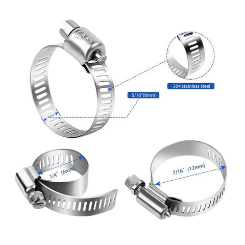 30 Pack Heavy Duty Stainless Steel Hose Clamps Adjustable From One Quarter To One Half Inch Six To Twelve Millimeter Fit For Fuel Lines Plumbing Automotive And Mechanical Projects