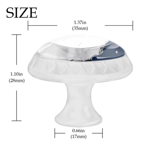 Four Pack Slick White Marble Glass Drawer Knobs With Bold Navy Blue Highlights For Kitchen Cabinets Dressers And Vanities size dimensions