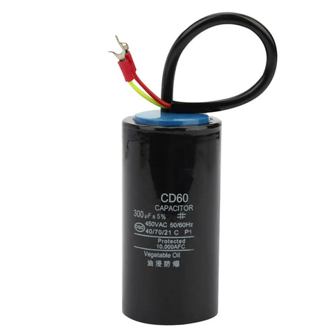 Power Up Start Capacitor For Water Pumps And Industrial Motors 450V 300uF Film Type Plastic Case Double Pin Durable Motor Start Component For Pumps And Equipment 50 By 100 Mm black cylindrical capacitor with wires