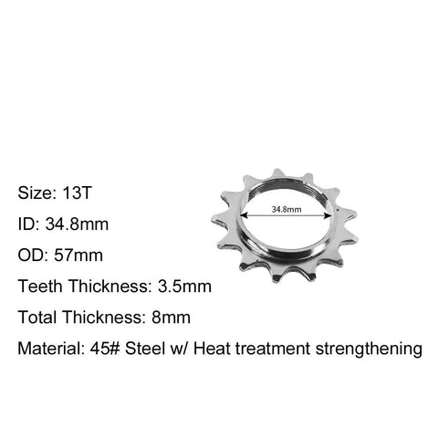Five Size Set Freewheel Sprockets 13T 14T 15T 16T 17T For Single Speed Fixed Gear Bike With Free Lock Ring Low Noise Steel Construction