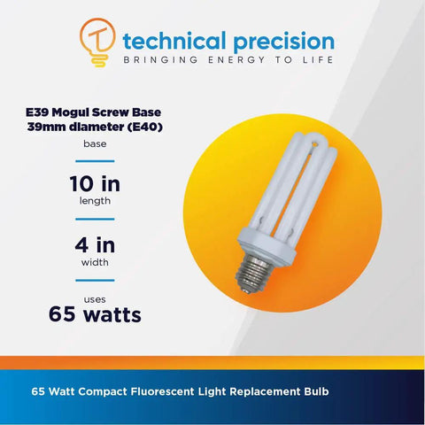 65W CFL Replacement Light Bulb With E39 Mogul Screw Base 39 Millimeter Diameter Cool White For 9166B Light Fixture 1 Pack
