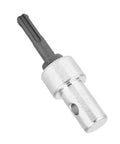 Beefy Heavy Duty Drill To Earth Auger Connector Adapter With Round Shank, Metal Build, Professional Grade in silver color