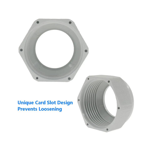One And A Half Inch NPT Strain Relief Nylon Cord Grip Waterproof Cable Glands Five Pack Adjustable Wire Cord Grip Connector IP68 CE RoHS Listed White Rugged Heavy Duty close-up