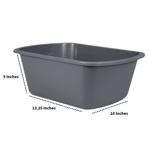 Rectangular Plastic Wash Basin Set 7 Qt Small Portable Bedside Soaking Tub Pack Of 2 with dimensions shown